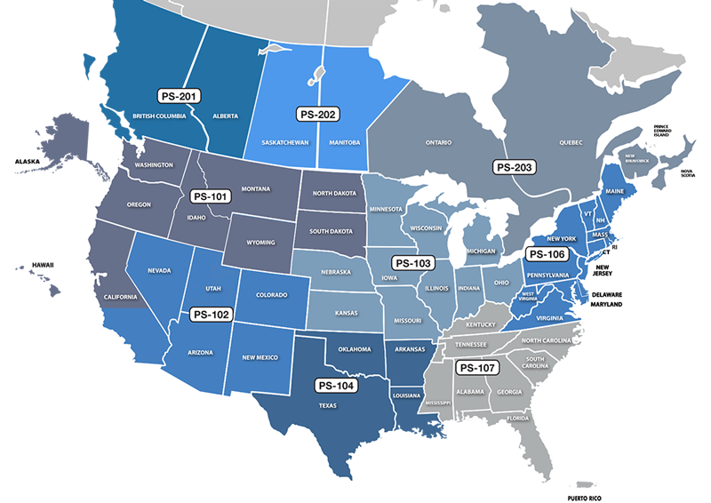 HySecurity North America Sales Territory Map — Rev G, October 2025